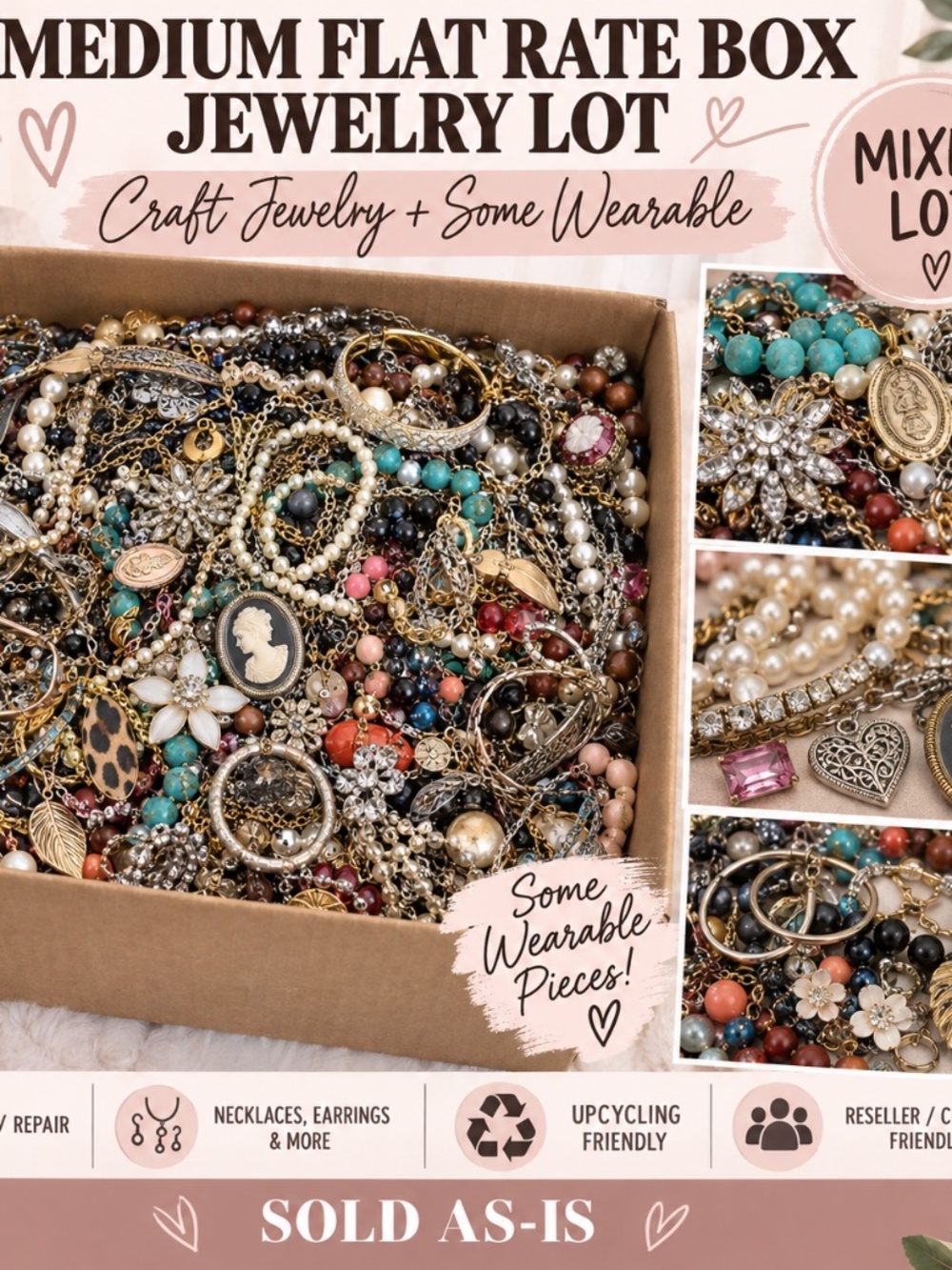 Medium flat rate box filled with Craft jewelry! Approx 10 lbs!